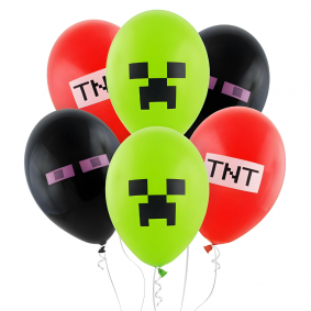 Balony lateksowe MINECRAFT Creeper TNT Enderman 6szt - 1