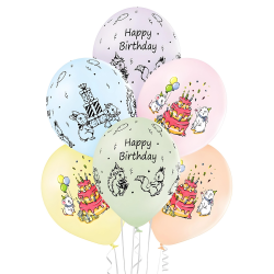 Balony lateksowe urodzinowe Urocze Zwierzątka 6szt - 1
