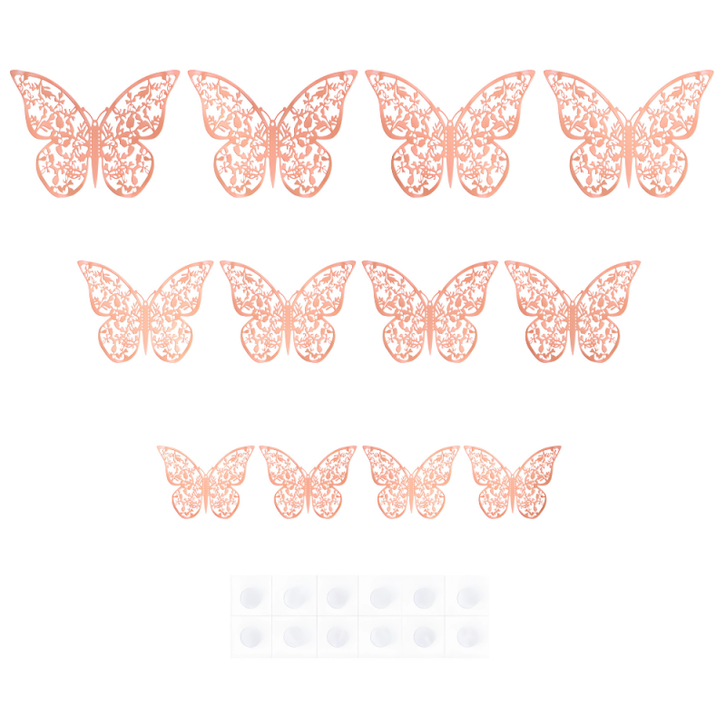 Ozdobne Motylki koronkowe różowo złote rosegold 12szt - 3