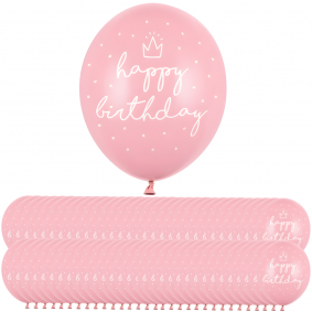 Balony lateksowe urodzinowe pudrowy róż korona 50szt - 1