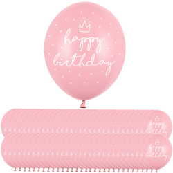 Balony lateksowe urodzinowe pudrowy róż korona 50szt
