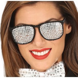 Imprezowe okulary ze srebrnymi cyrkoniami rockowe