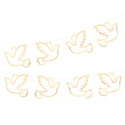 Girlanda baner papierowa Gołębie Gołąbki biało-złote 180cm - 1