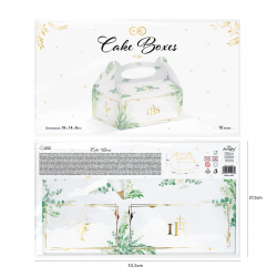 Pudełka kartoniki na ciasto białe komunijne złote eukaliptus 10szt - 3