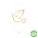 Zestaw balonów lateksowe komunijne białe złoty gołąb 100szt - 2