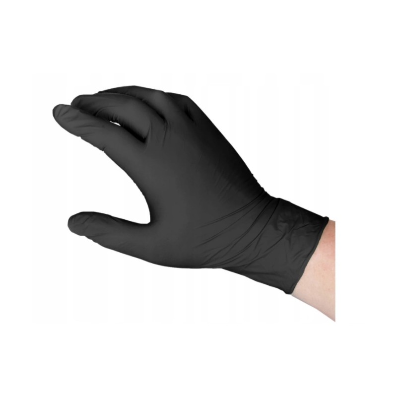 Rękawice Rękawiczki CZARNE nitrylowe M mocne x100 - 5