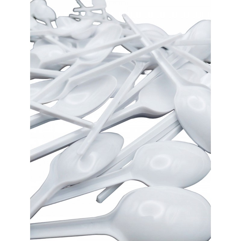 Łyżeczki małe białe ekonomiczne plastikowe wielorazowe 100szt jednorazowe - 4