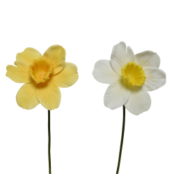 Narcyz Żonkil sztuczny kwiatek żółty biały dekoracyjny 39cm - 1