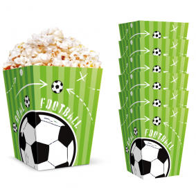 Pudełko papierowe na popcorn przekąski Piłka Nożna Football 13cm 6szt - 1