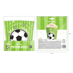 Pudełko papierowe na popcorn przekąski Piłka Nożna Football 13cm 6szt - 3