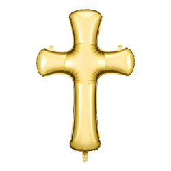 Balon foliowy złoty Krzyż Komunia Chrzest duży 104cm - 1