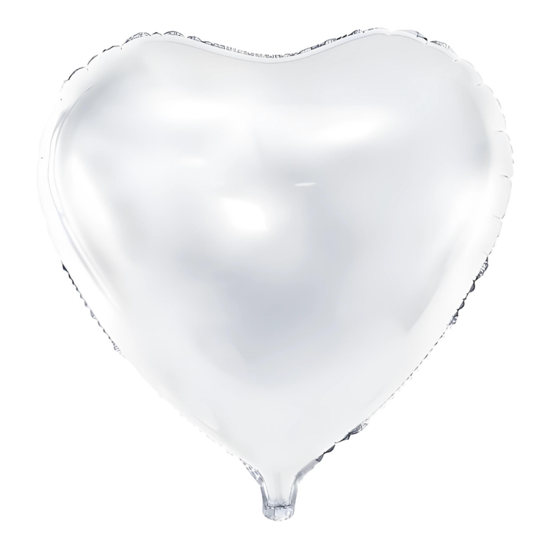 Balon foliowy w kształcie serca matowy biały na Wesele 45cm - 1