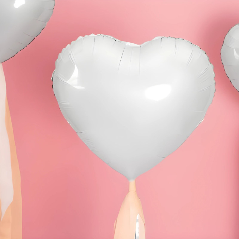 Balon foliowy w kształcie serca matowy biały na Wesele 45cm - 2