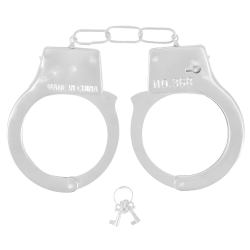 Kajdanki policyjne metalowe srebrne zamykane z kluczykiem dla dzieci - 1