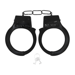 Kajdanki policyjne metalowe czarne zamykane z kluczykiem dla dzieci