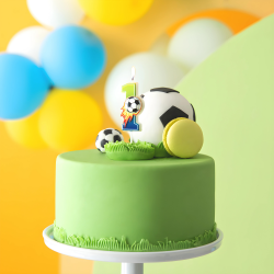 Świeczka urodzinowa na tort Football Piłka Nożna Piłkarz ogień cyfra 1 - 4