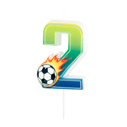 Świeczka urodzinowa na tort Football Piłka Nożna Piłkarz ogień cyfra 2 - 2