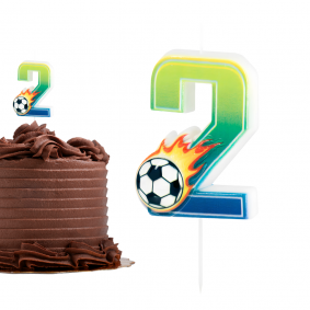 Świeczka urodzinowa na tort Football Piłka Nożna Piłkarz ogień cyfra 2 - 1