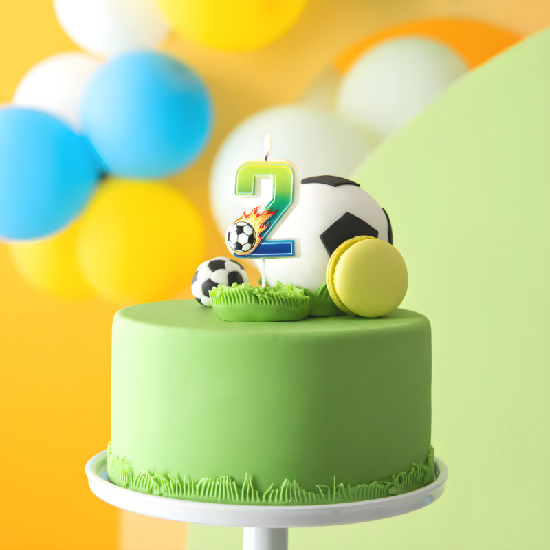 Świeczka urodzinowa na tort Football Piłka Nożna Piłkarz ogień cyfra 2 - 4