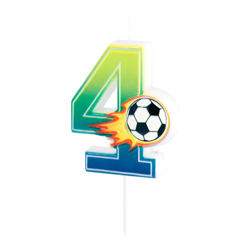 Świeczka urodzinowa na tort Football Piłka Nożna Piłkarz ogień cyfra 4 - 2