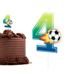 Świeczka urodzinowa na tort Football Piłka Nożna Piłkarz ogień cyfra 4