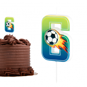Świeczka urodzinowa na tort Football Piłka Nożna Piłkarz ogień cyfra 6 - 1