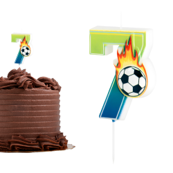 Świeczka urodzinowa na tort Football Piłka Nożna Piłkarz ogień cyfra 7