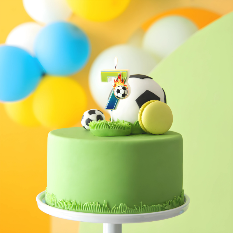 Świeczka urodzinowa na tort Football Piłka Nożna Piłkarz ogień cyfra 7 - 4