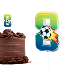 Świeczka urodzinowa na tort Football Piłka Nożna Piłkarz ogień cyfra 8