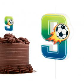 Świeczka urodzinowa na tort Football Piłka Nożna Piłkarz ogień cyfra 9 - 1