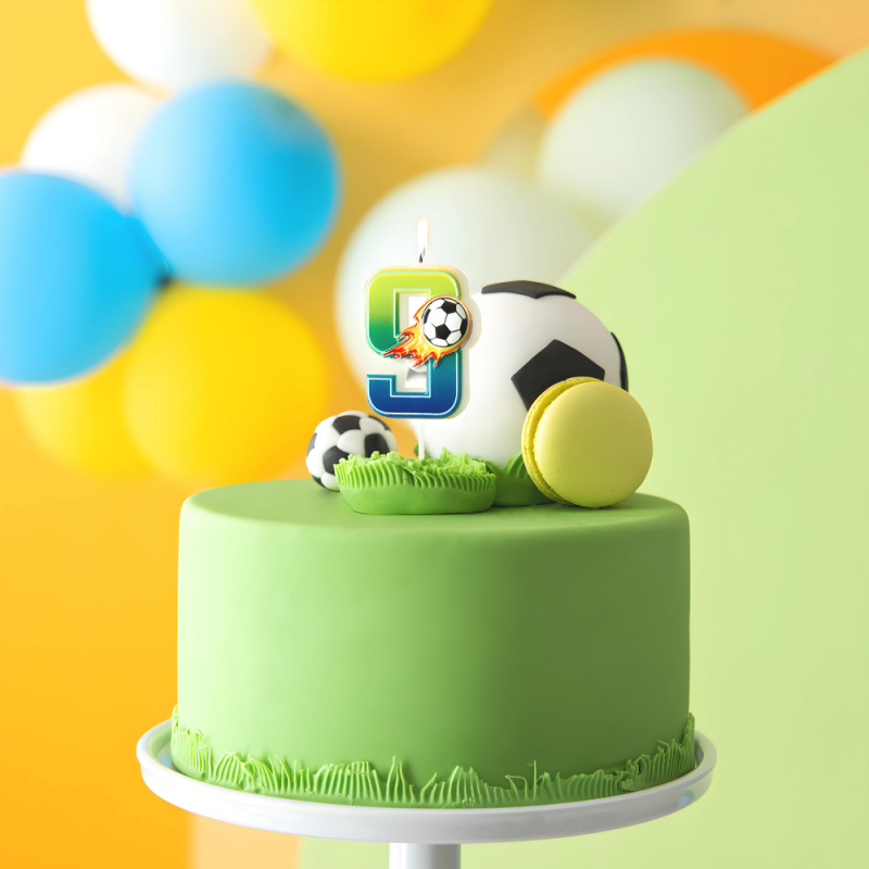 Świeczka urodzinowa na tort Football Piłka Nożna Piłkarz ogień cyfra 9 - 4