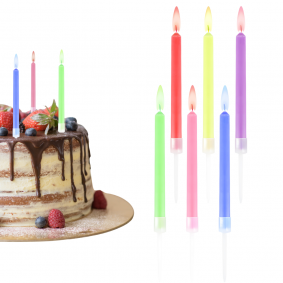 Świeczki urodzinowe z kolorowymi płomieniami na tort 6szt - 1