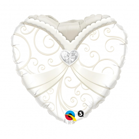 Balon foliowy biały w kształcie serca Suknia Ślubna wesele 45cm - 1