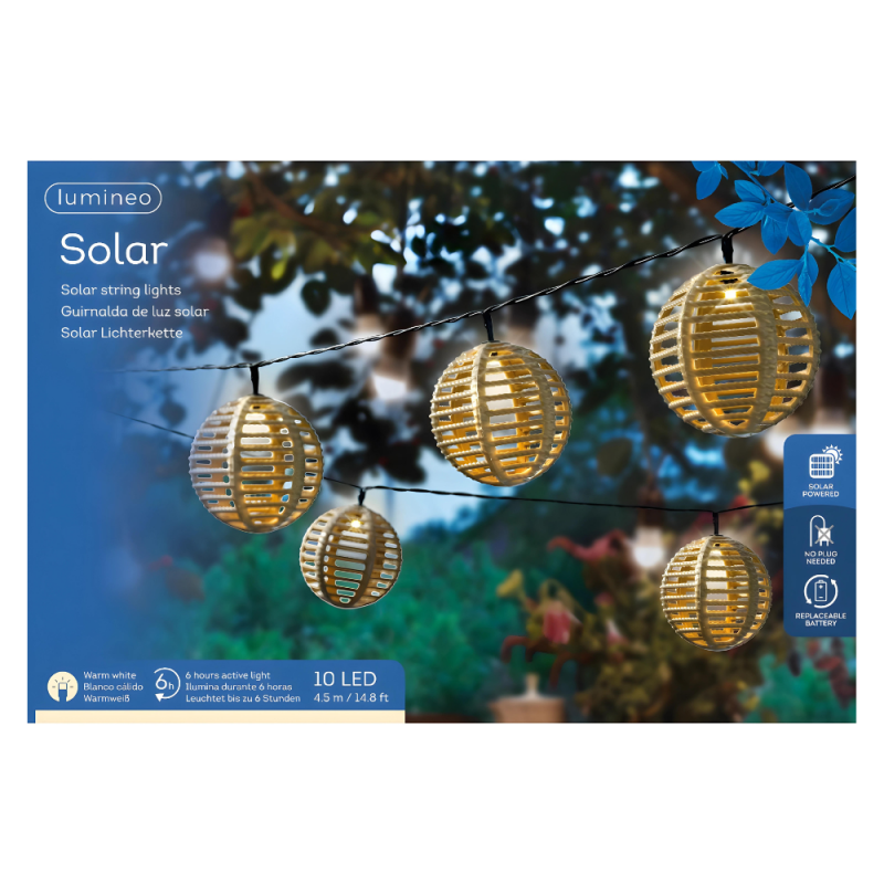 Girlanda świetlna Lampiony solarne ogrodowe okrągłe brązowe LEDowa 270cm - 4
