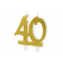 Świeczka urodzinowa liczba na tort 40 złota brokat - 1