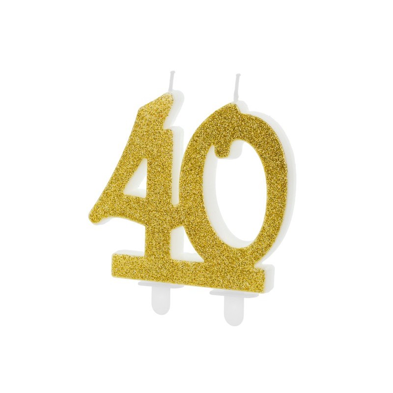 Świeczka urodzinowa liczba na tort 40 złota brokat - 1