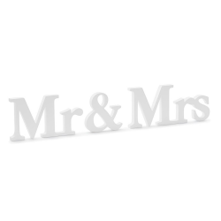 Drewniana ozdoba napis Mr&Mrs Pan i Pani biały wesele ślub 50cm