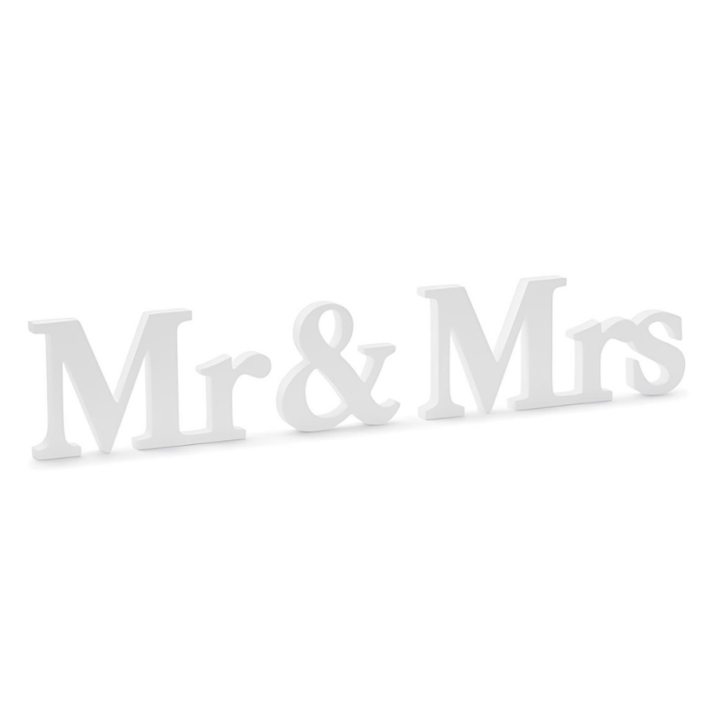 Drewniana ozdoba napis Mr&Mrs Pan i Pani biały wesele ślub 50cm - 1
