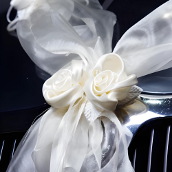 Girlanda ozdobna z organzy biała kremowa róże wesele ślub 180cm - 3