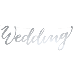 Baner girlanda Wedding srebrny metaliczny ozdobny na Wesele Ślub 45cm