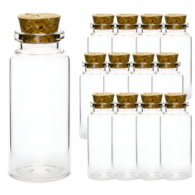 Mini buteleczki butelki słoiczki szklane z korkiem ozdobne 8cm 12szt - 1