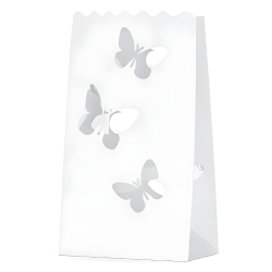 Lampiony papierowe torebka na świece białe Motylki na Wesele Ślub 10szt - 2