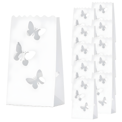 Lampiony papierowe torebka na świece białe Motylki na Wesele Ślub 10szt