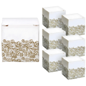 Pudełka papierowe białe złote ornamenty na prezenty desery 5cm 6szt - 1