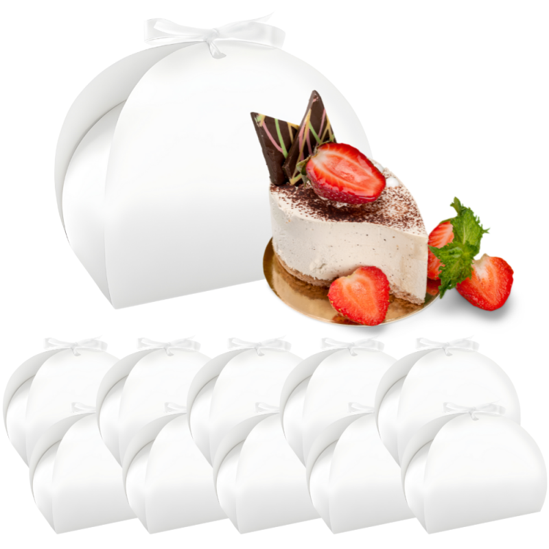 Pudełka kartoniki na ciasto białe weselne białe z kokardką na Ślub 10szt - 1