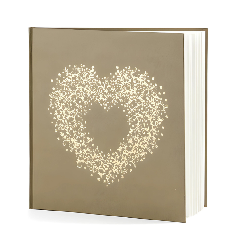 Księga Gości weselna kraftowa naturalna złote serce na Ślub Wesele 21cm - 1