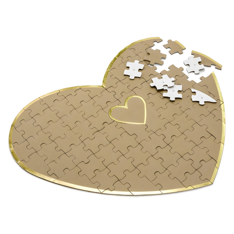 Księga Gości Puzzle drewniane w kształcie serca kraftowe na Ślub Wesele - 1