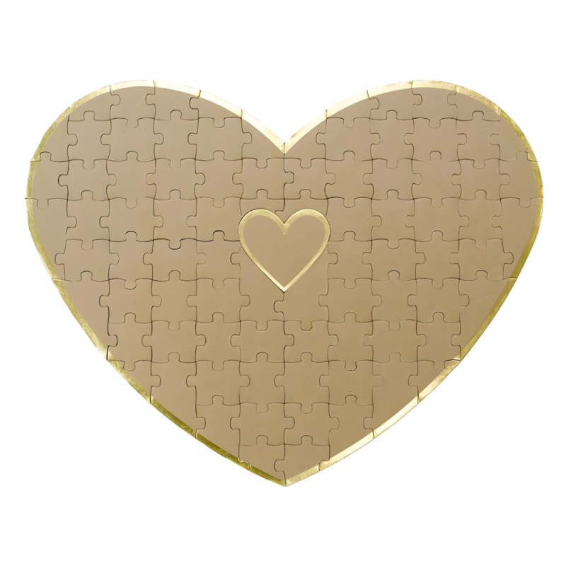 Księga Gości Puzzle drewniane w kształcie serca kraftowe na Ślub Wesele - 2