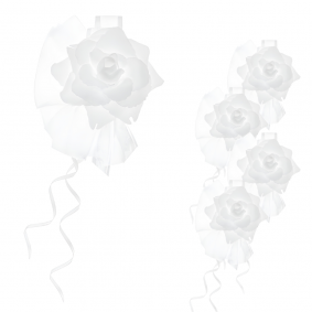 Bukieciki tiulowe z różyczką białe dekoracyjne na Ślub Wesele 14cm 4szt - 1