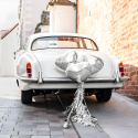Zestaw dekoracyjny do samochodu srebrny serca na Ślub Wesele - 3